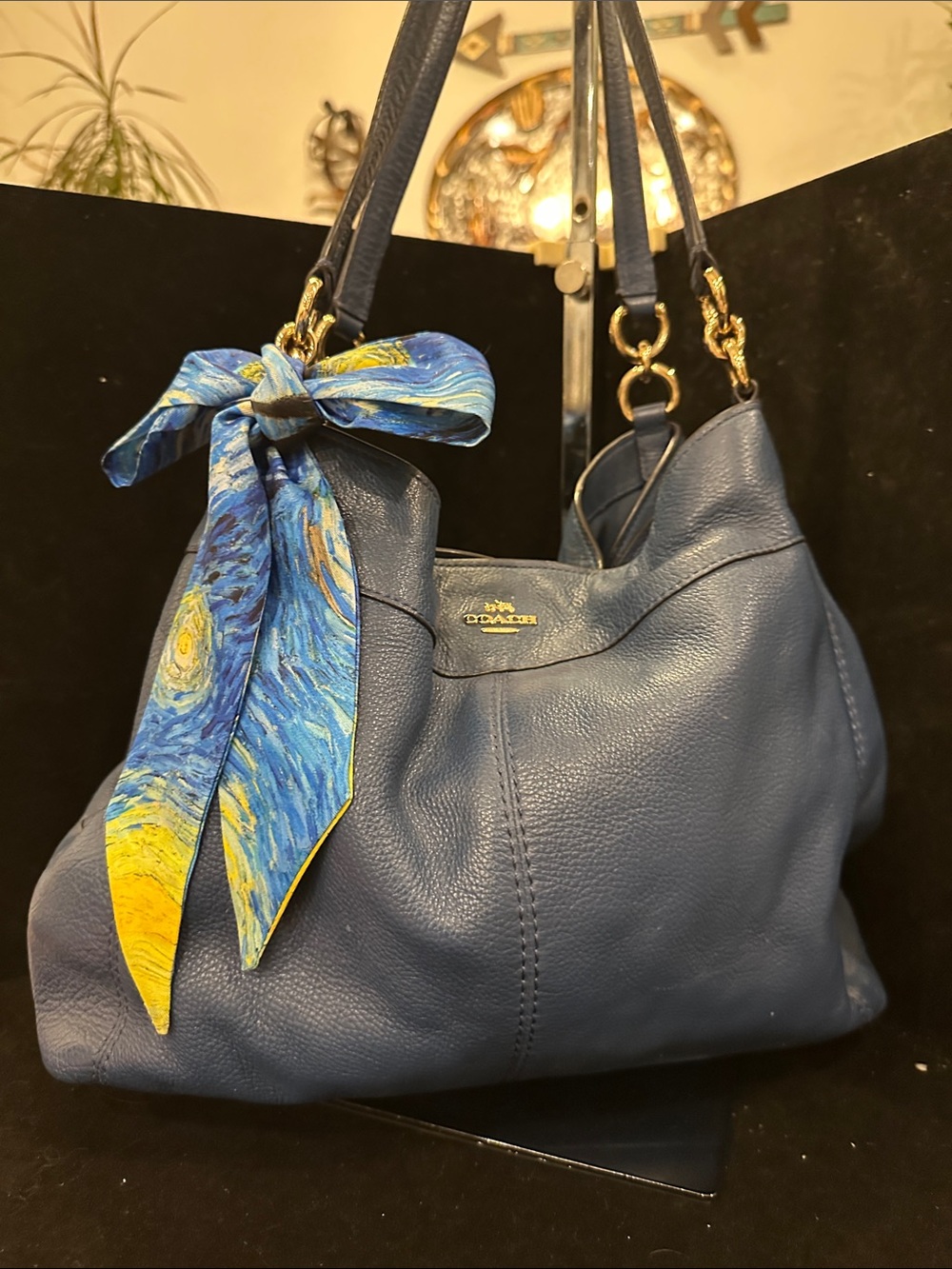Coach  Lexi Hobo Blue/Teal Leather Shoulder Bag with Gold Hardware